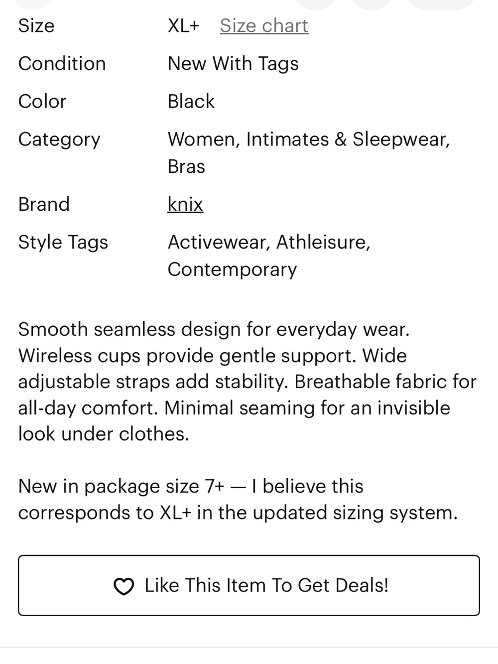 🔥flash sale🔥NWT Knix Evolution padded bra/wide straps 7+ (XL+) - Picture 9 of 9